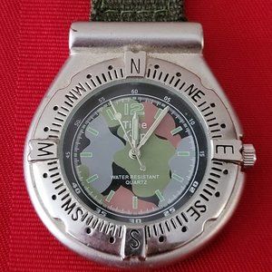 GENTLY USED, VINTAGE 1980'S, TIME CLIP, OUTDOOR , STAINLESS STEEL WATCH!!!